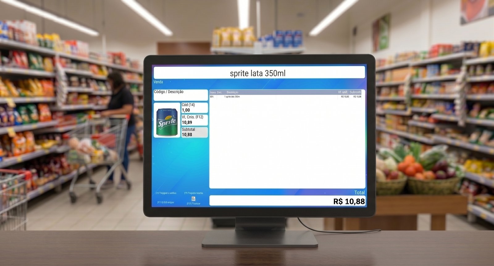 Sistema Aurora PDV com Mockup de Monitor e Balança